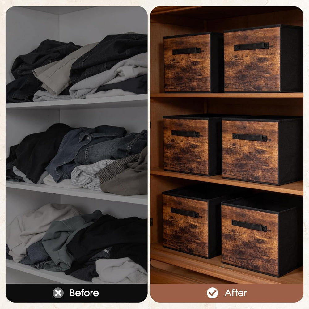 13 Inch Fabric Storage Cubes, 8 Pack Foldable Storage Bins with Handle, Fabri...