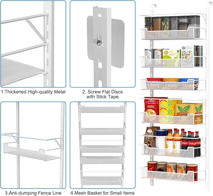 Over the Door Pantry Organizer, 6-Tier Over the Door Organizer - Image 5