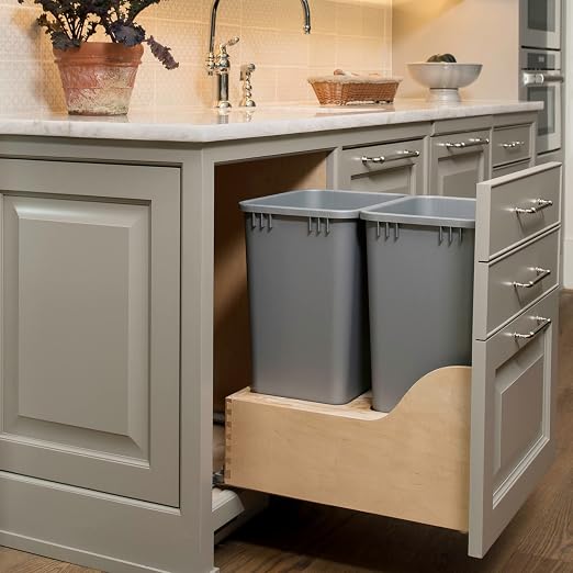 Rev-A-Shelf Pullout Trash Cans for Kitchen Cabinet, Dual 50 Qt Bins - Image 2