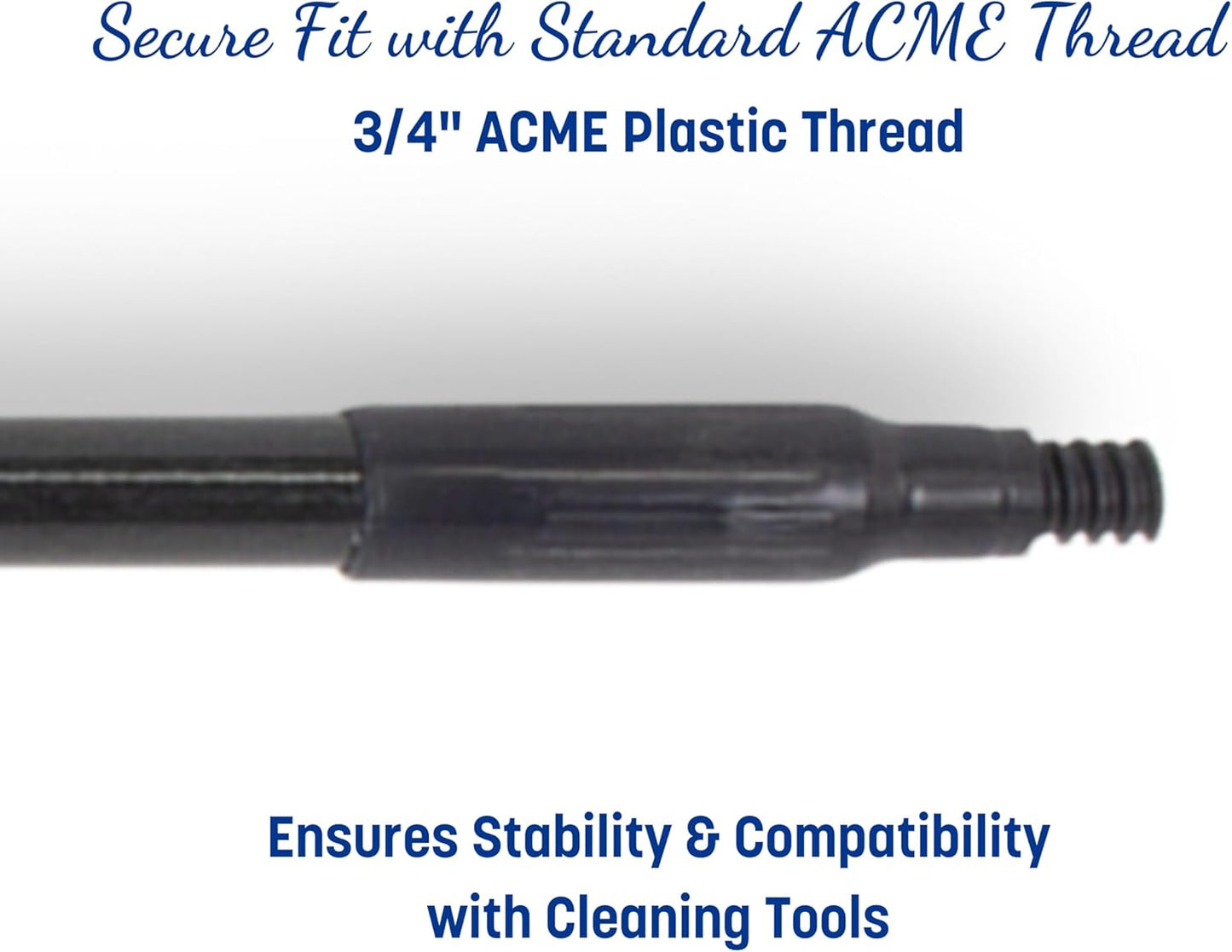 SPARTA 48" Fiberglass Replacement Handle with 3/4" Acme Thread Tip, Polyester Veil Reinforced, Hanging Cap, Commercial Cleaning, Black