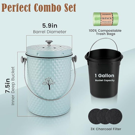 AOSION Countertop Compost Bin Kitchen, Odor Resistant Indoor Compost Bin - Image 2