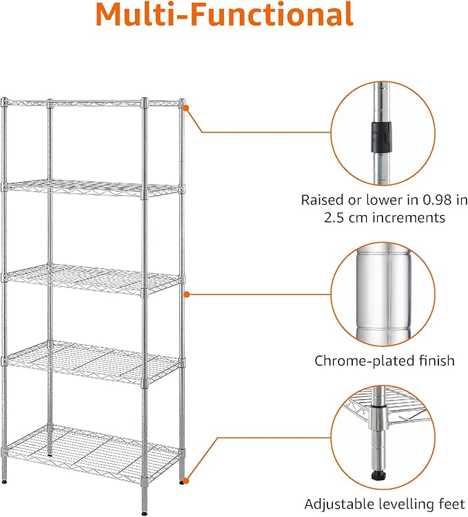 Amazon Basics 5-Shelf Adjustable, Storage Shelving Unit, Steel Organizer Wire - Image 5