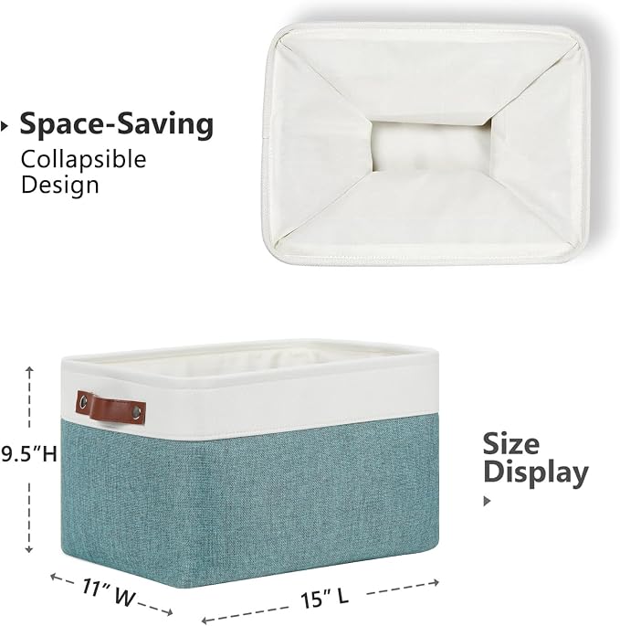 DULLEMELO Storage Baskets for Shelves, Fabric Collapsible Rectangular Storage - Image 2