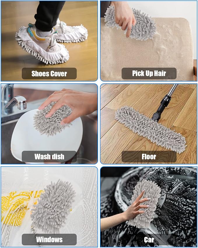 8 Pcs Mop Slippers Socks Floor Cleaning, Microfiber Shoe Covers dust Washable - Image 7