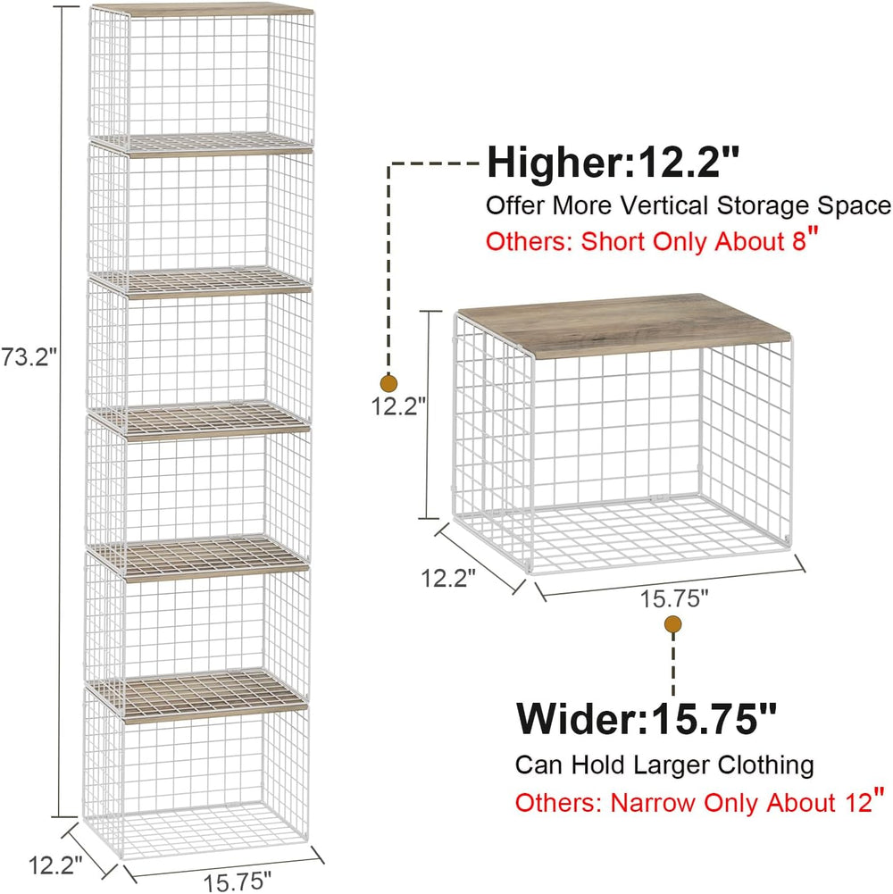 6 Pack Closet Organizers And Storage, Stackable Closet Shelf Organizer Storag...