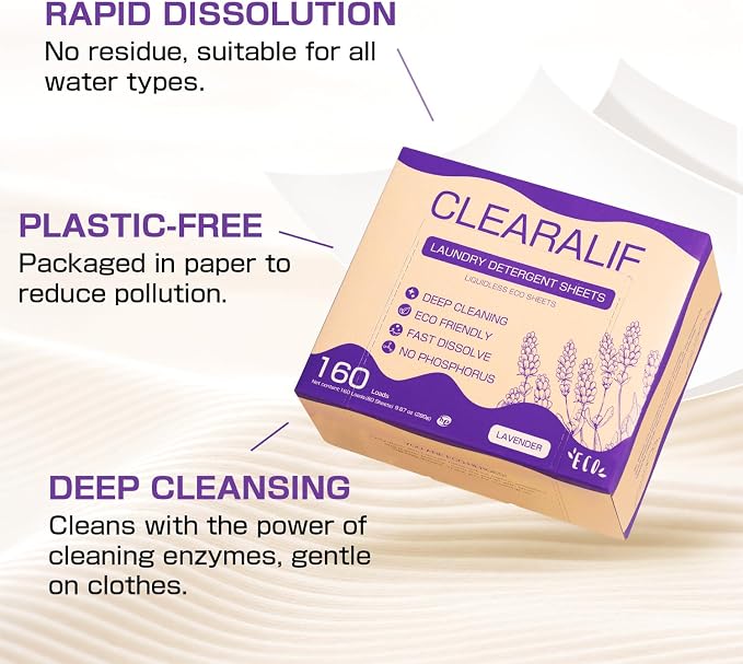 CLEARALIF All in One Laundry Detergent Sheets Kit, Lavender Scent, 160 Loads - Image 3