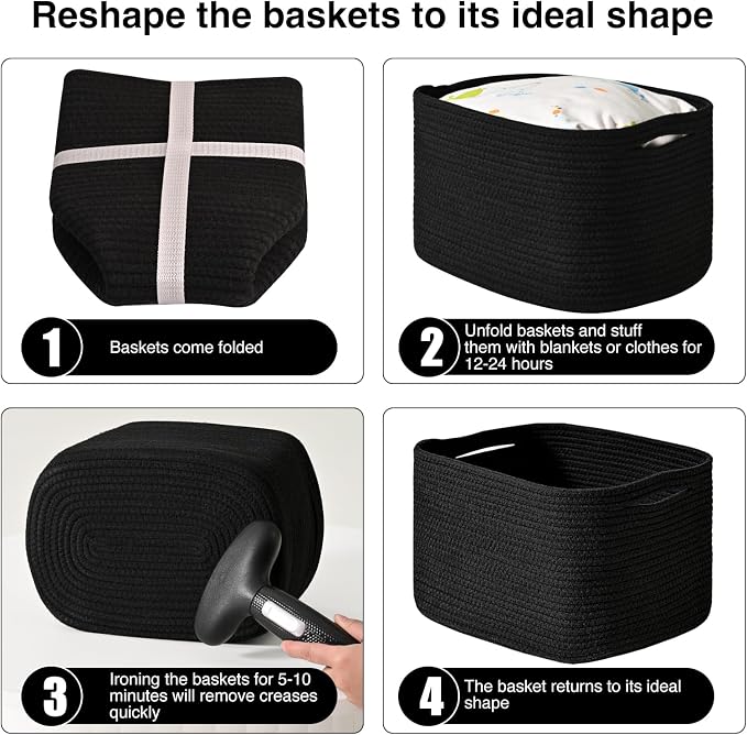 Black Storage Baskets for Shelves, Small Storage Baskets for Organizing - Image 7