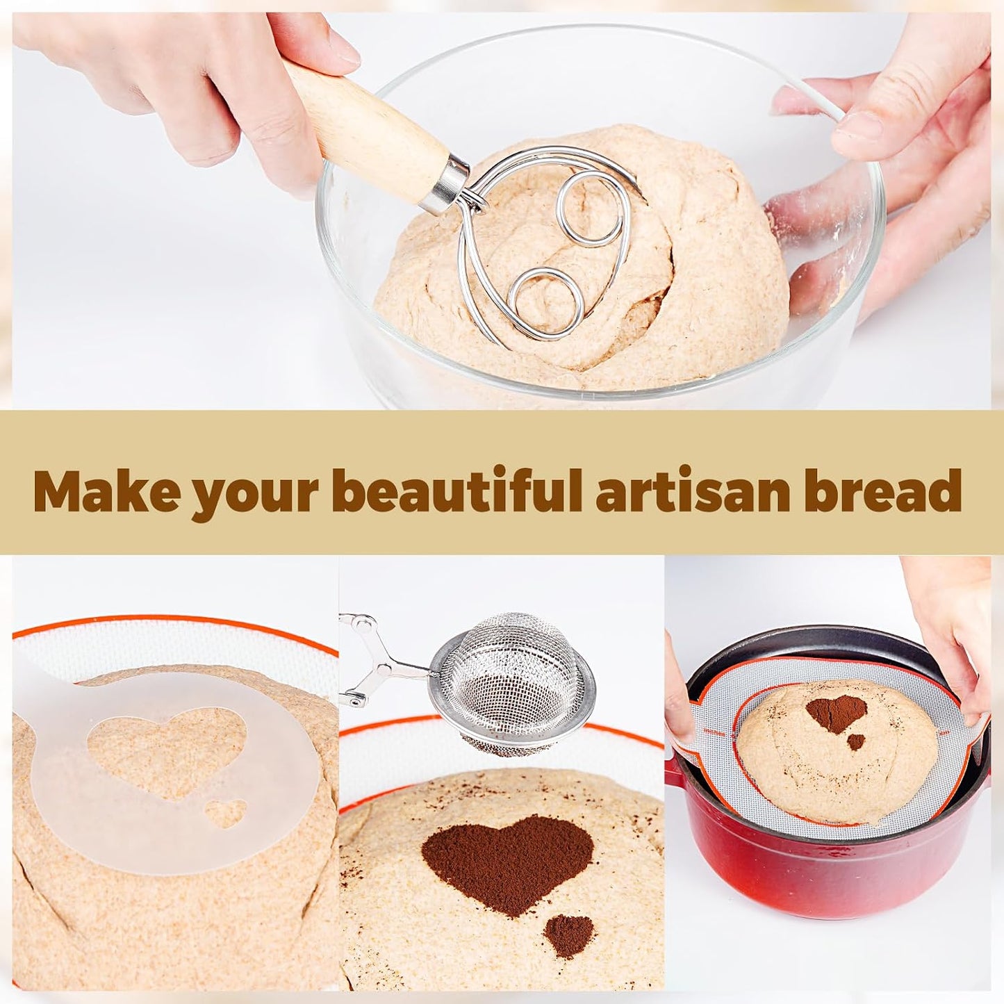 Sourdough Starter Kit,sourdough Bread Baking Supplies,Bread Proofing Basket,Sourdough Proofing Basket,Sourdough Kit Gifts for Bakers Women Wife Mom