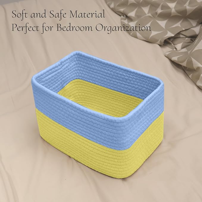 Hopegiver Woven Storage Baskets 11x8x7 Inch, 3 Pack Collapsible Cube Storage Bin - Image 5
