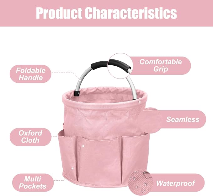 Qivine 17L Cleaning Caddy with Handle, Cleaning Supply Caddy Foldable Tool Bag - Image 4