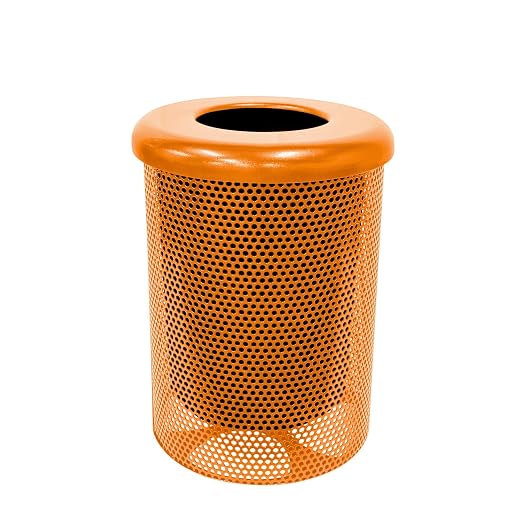 COATEDOUTDOORFURNITURE RFT-P-ORG Heavy Duty Round Trash Receptacle by CoatedOutdoorFurniture