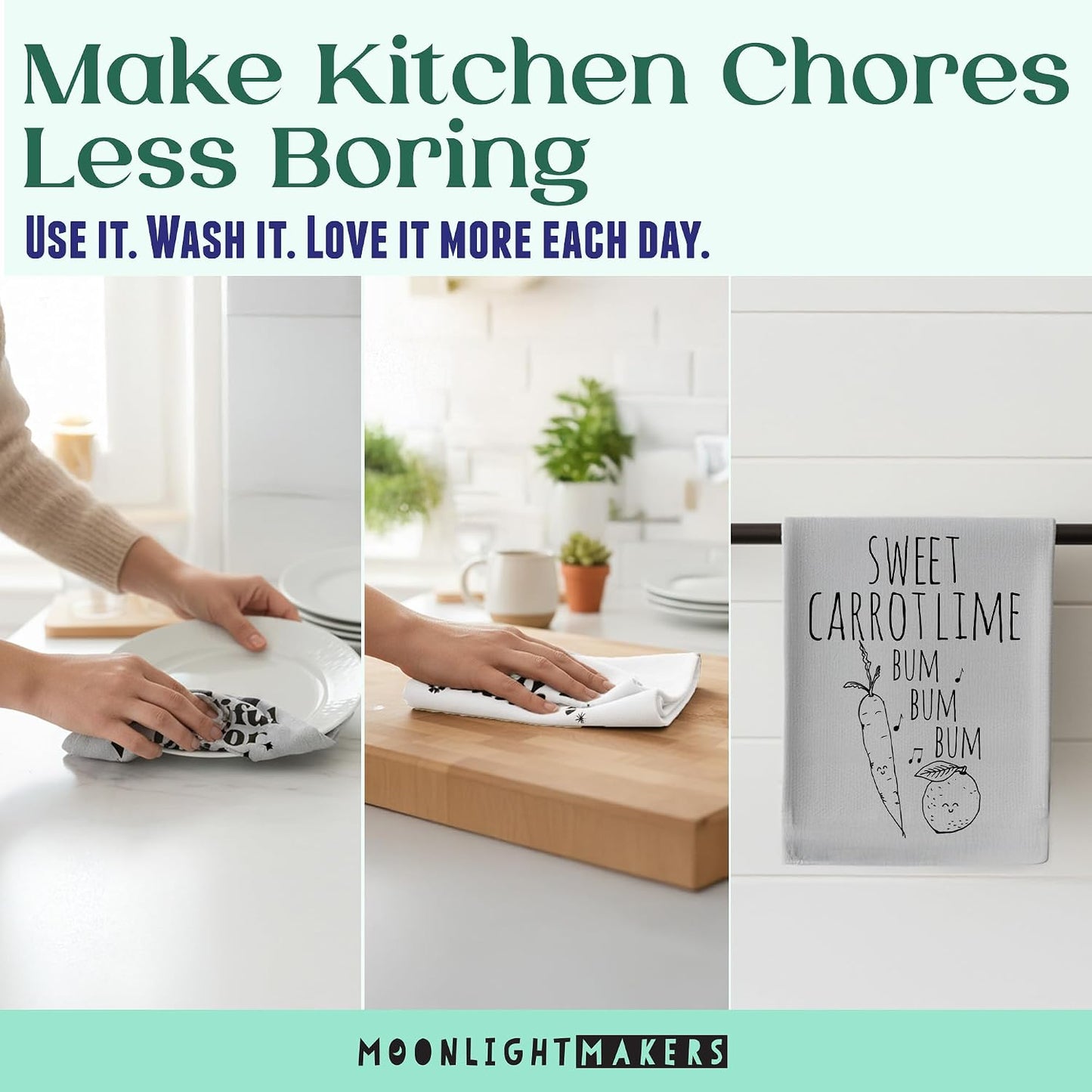 Moonlight Makers Funny Kitchen Towels with Sayings – Housewarming Gifts, Funny Dish Towels, Cotton Flour Sack, Apartment Essentials, Baking Gifts for Women – White, I Have Questionable Morels