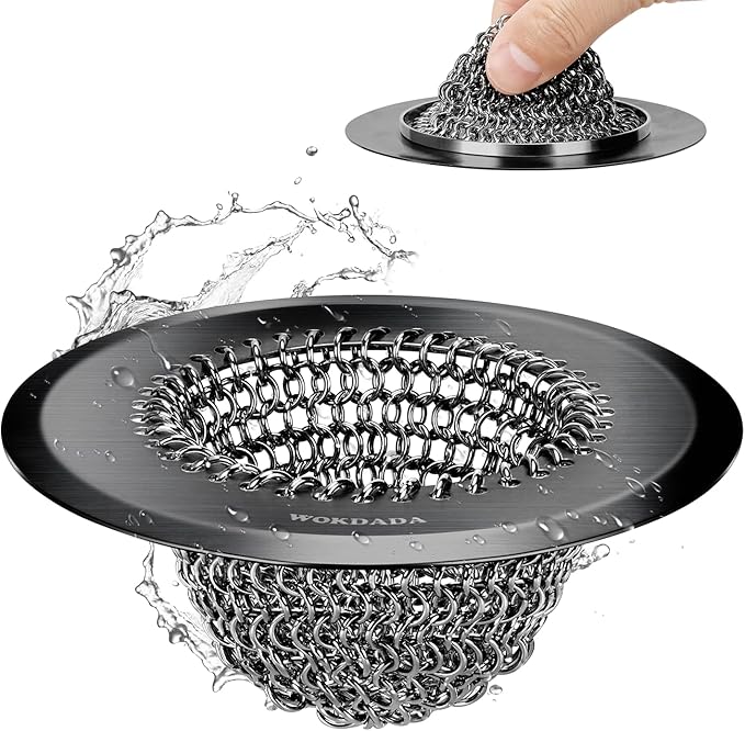 Sink Drain Strainer: Flexible Anti-Slip Chainlink, 304 Stainless Steel. by Wokdada