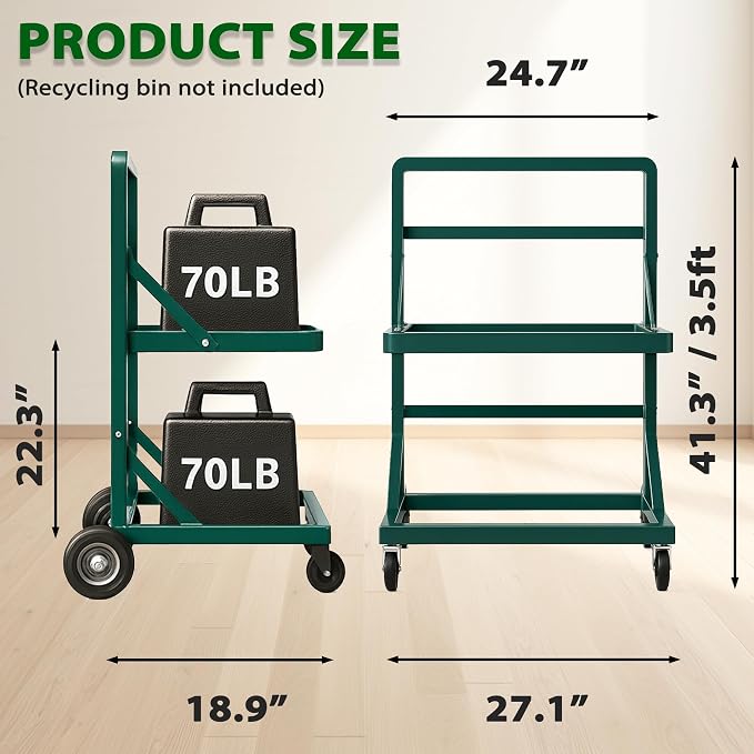 Recycling Cart, 2-Tier Recycle Bin Cart - Image 3