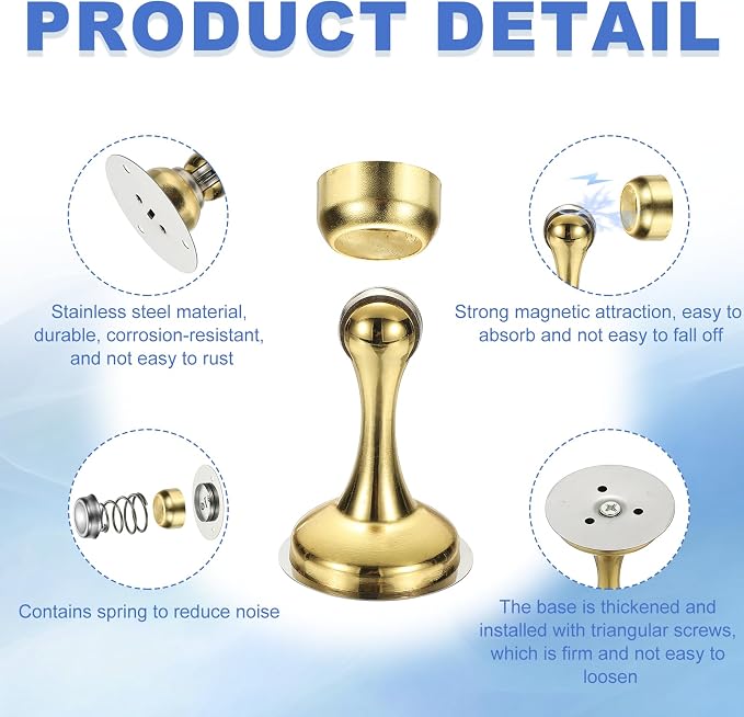 uxcell Magnetic Door Stopper, Stainless Steel Heavy Duty Door Holder, No - Image 3