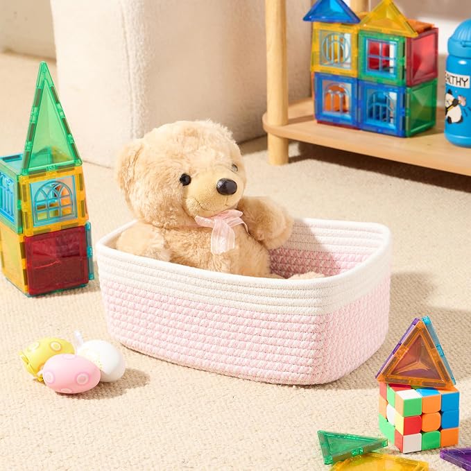 Small Storage Baskets for Organizing | Closet Organizer Bins | Shelf Toy Basket - Image 4