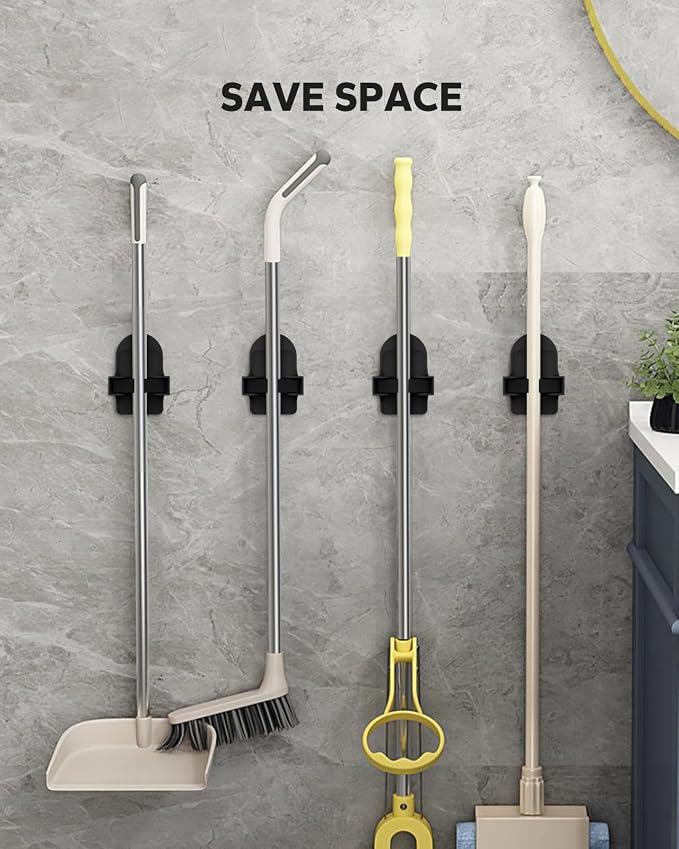 Broom Holder Wall Mount, Broom Holder, Broom and Mop Organizer Wall Hanging - Image 2