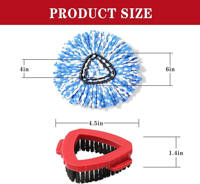 6 Pack Spin mop Replacement Head, Spin mop Scrub Brush, Microfiber Mop Refills - Image 8