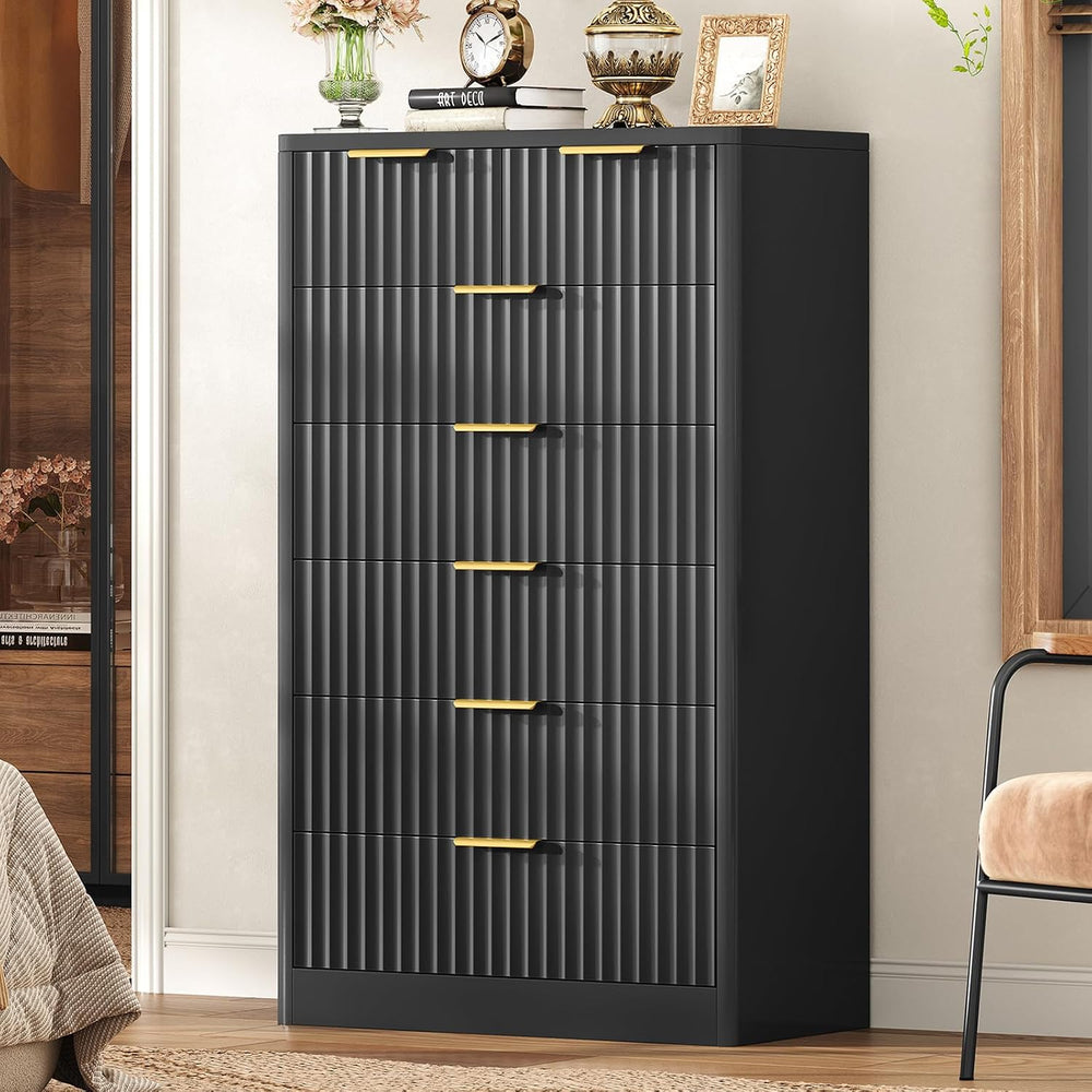 TEENOFN Fluted Dresser for Bedroom with 7 Drawers, 48" Tall Modern Chest...