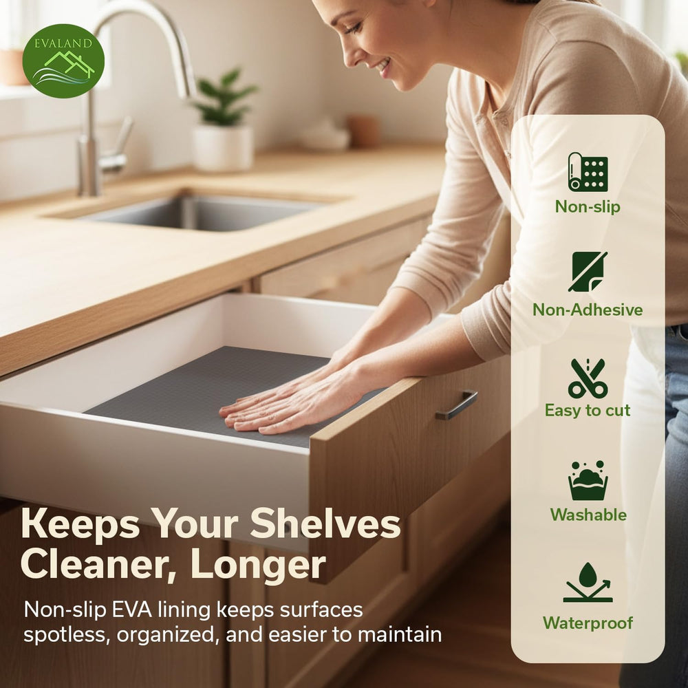 EVALAND Shelf Liner Cabinet Liner Non-Adhesive Drawer Liner 17.7 in x 33 FT
