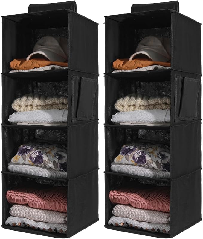 2 Pack Hanging Closet Organizer, 4-Shelf Hanging Shelves by WelcometoYRCBEHFU