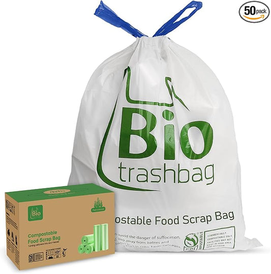 13 Gallon Compostable Trash Bags, Heavy Duty 1 Mil, 49.2 Liter, Tall Kitchen by Biotrashbag