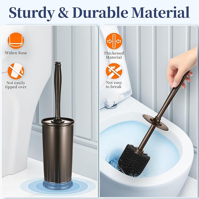 HAMITOR Toilet Bowl Brush Holder Set: 2 Pack Modern Deep Cleaning Bathroom - Image 5