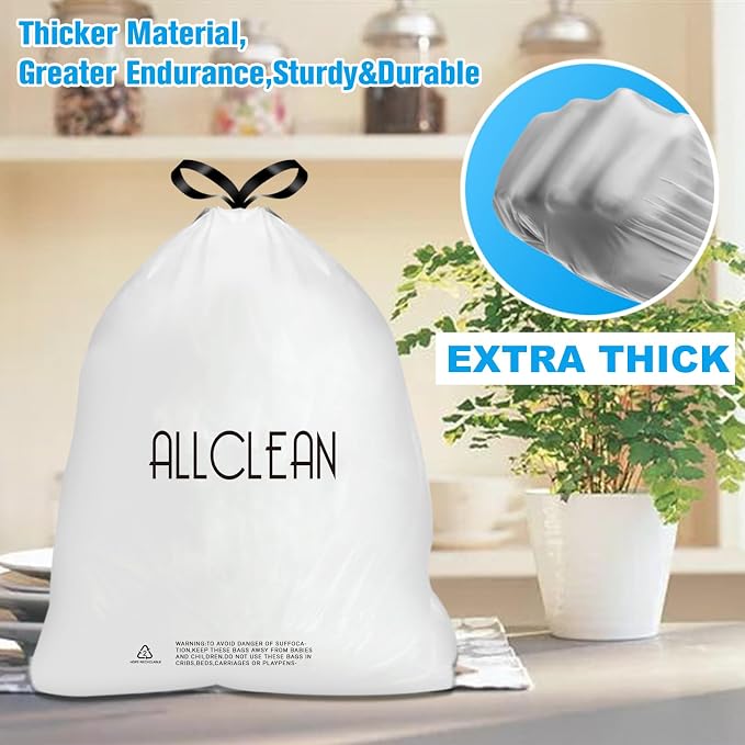 Trash Bags 15 Gallon Tall Kitchen Drawstring Garbage Bags, Fit 13-15 Gal Bins - Image 2