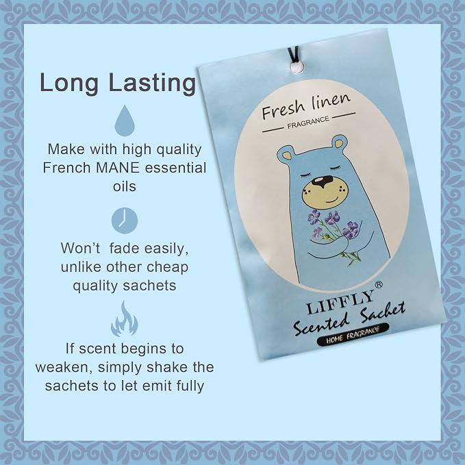 14 Packs Fresh Linen Scented Sachets Bags fit Drawers and Closets Gift Box - Image 3