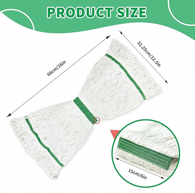 6 Pack Commercial Heavy Duty Mop Heads Heavy Cotton Looped End String Mop Head - Image 2