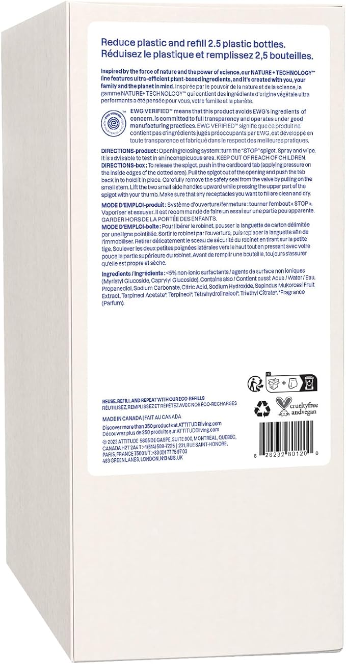 ATTITUDE All-Purpose Cleaner Refill, EWG Verified, Plant-Based & Vegan - Image 8