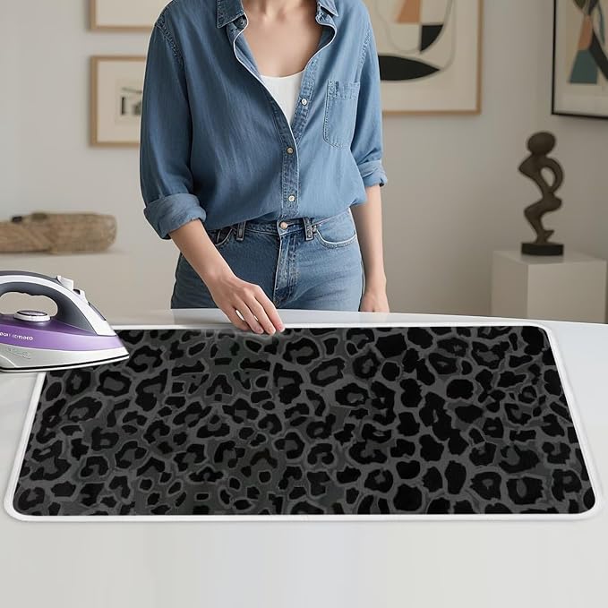 Black Ironing Mat Portable Leopard Print Ironing Pad - Image 4