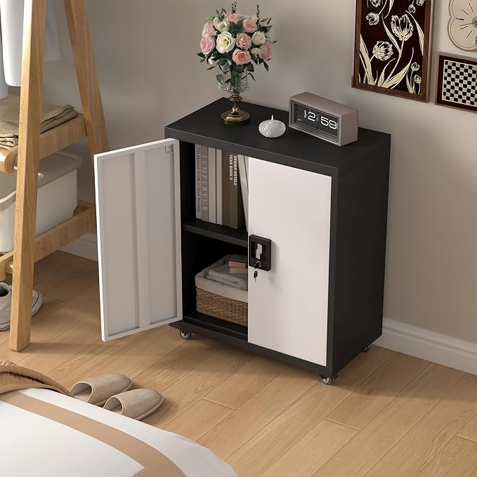 Metal Storage Cabinet with Wheels, Steel Mobile Garage Cabinets with Lockable - Image 7