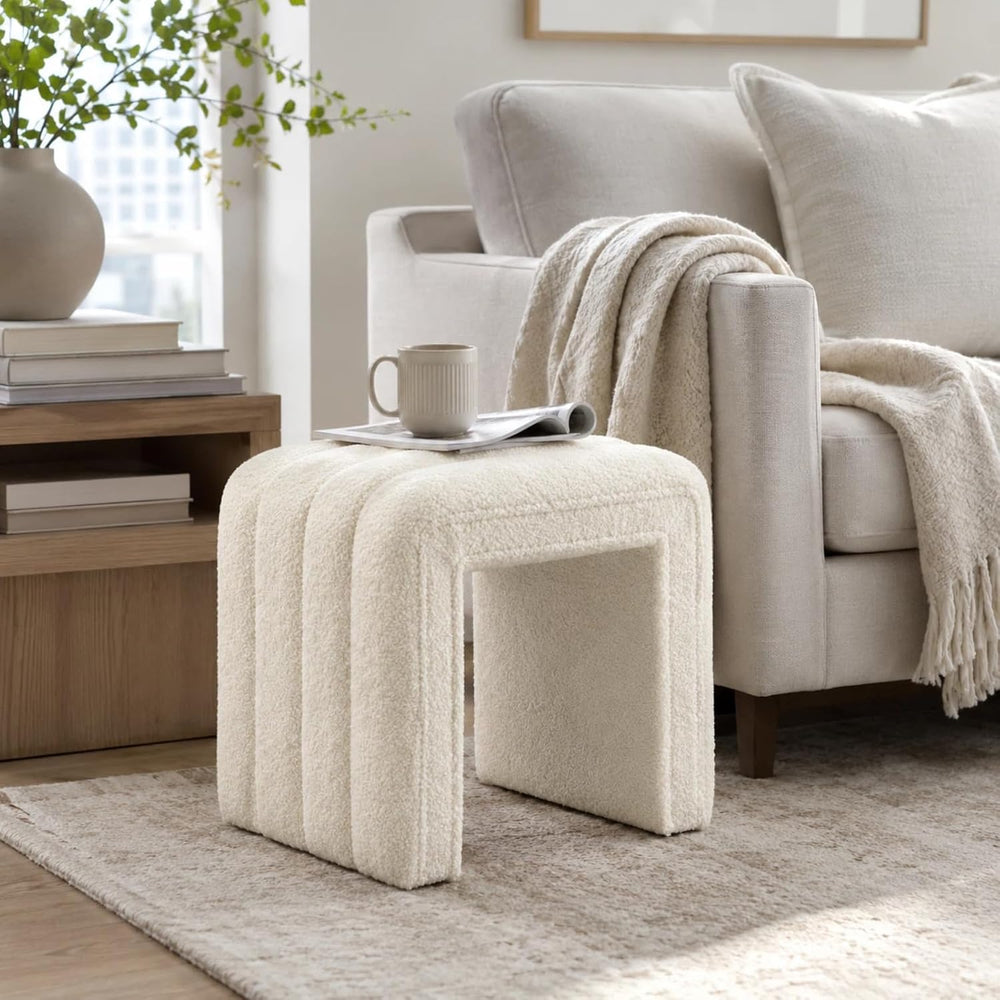 Vanity Stool Chair Teddy Velvet Ottoman Footrest Sofa Bench Extra Seat