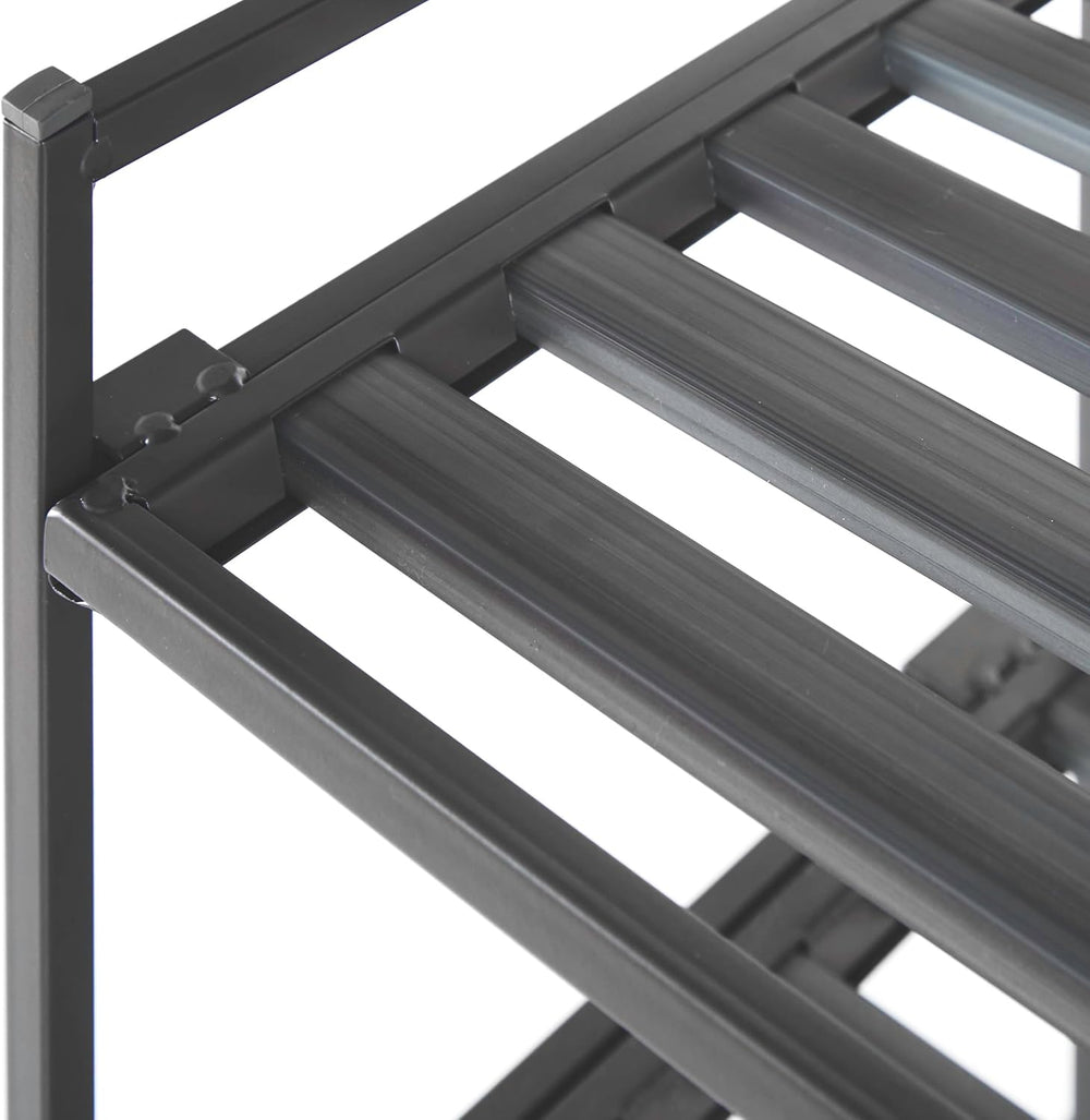 3-Tier Stackable 1" Slat Steel Frame Shoe Rack, 27.25"W x 12.75&quo...