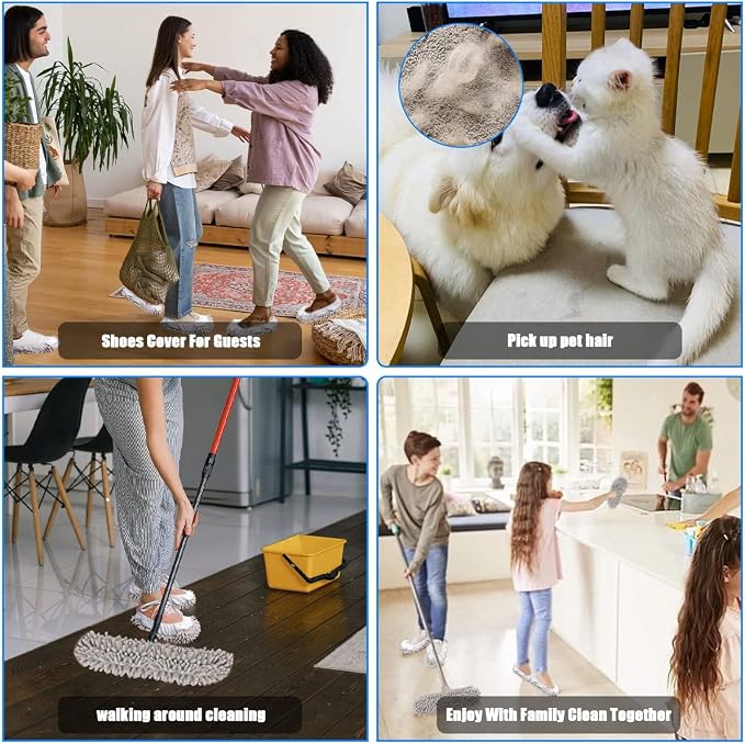 8 Pcs Mop Slippers Socks Floor Cleaning, Microfiber Shoe Covers dust Washable - Image 8