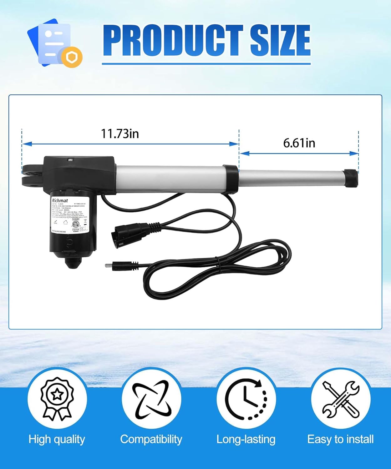 HJA35 Adjustable Bed Actuator Replacement Parts Fits for Ritchmate Remote System,Electric Sofa Lift Chairs Power Recliner