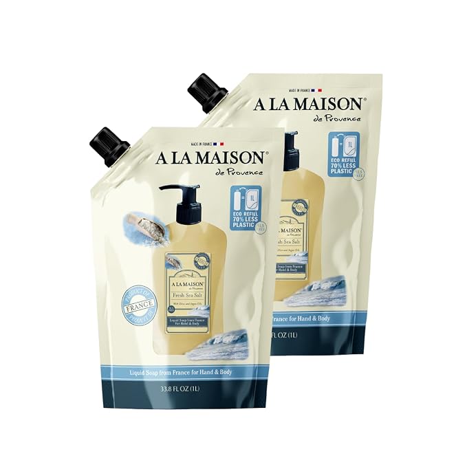 A LA MAISON French Liquid Hand Soap Eco-Friendly Refill Pouch, Fresh Sea Salt by ALaMaison