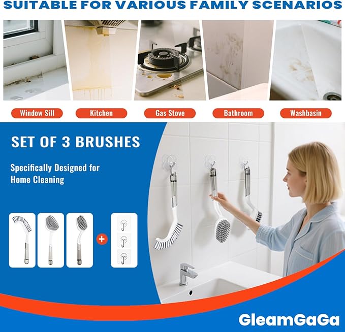 3 Pack Scrub Brush Set – Heavy-Duty Scrub Brushes - Image 8
