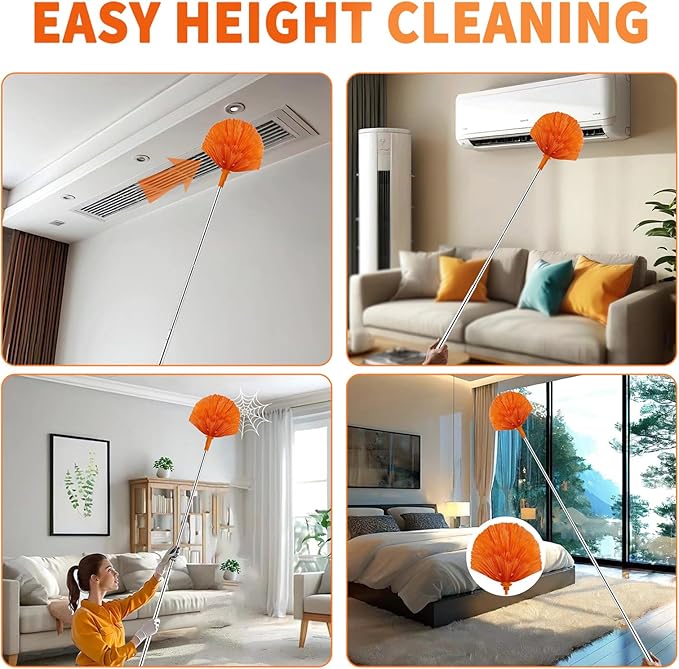 Cobweb Duster with Extension Pole, Cleaner Outdoor 110" Telescoping Extended - Image 5