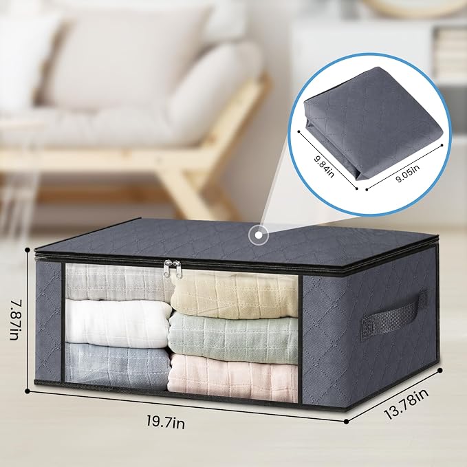 HomeHacks Storage 3-Pack Clothes Organizer Storage Bags Foldable Storage Box - Image 2