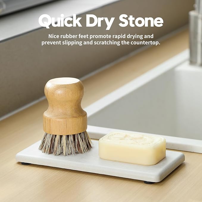 2PCS 7"x3.5" Water Absorbing Bathroom Sink Vanity Trays, Diatomite Stone Quick - Image 2