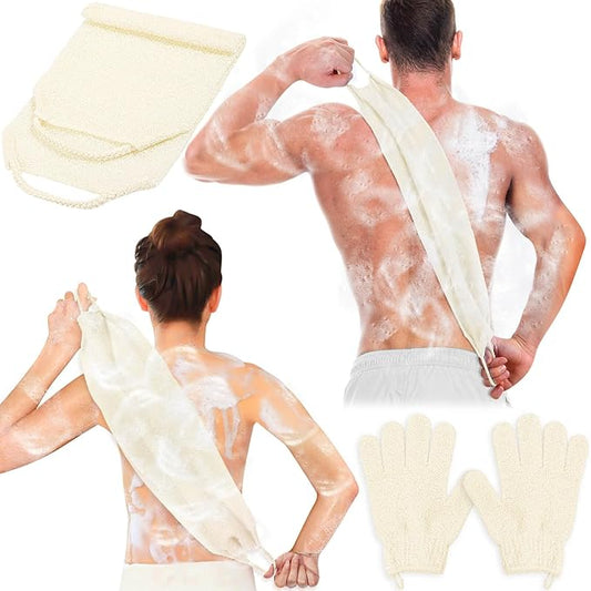 Anezus Exfoliating Back Scrubber Bath Gloves Set, Exfoliating Shower Towel by anezus
