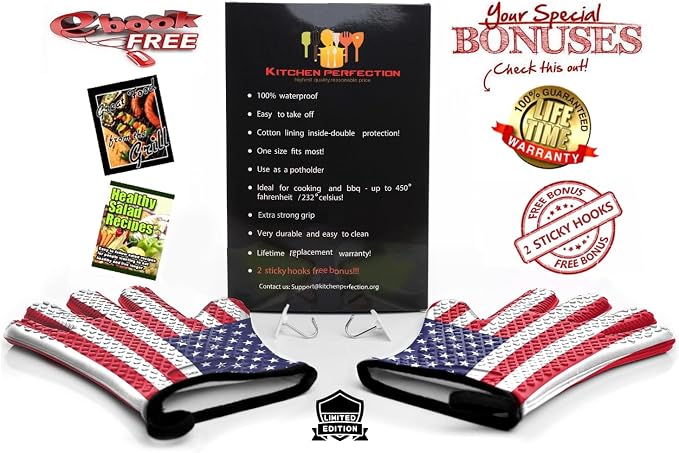 KITCHEN PERFECTION Silicone Smoker Oven Gloves -Extreme Heat Resistant BBQ - Image 2