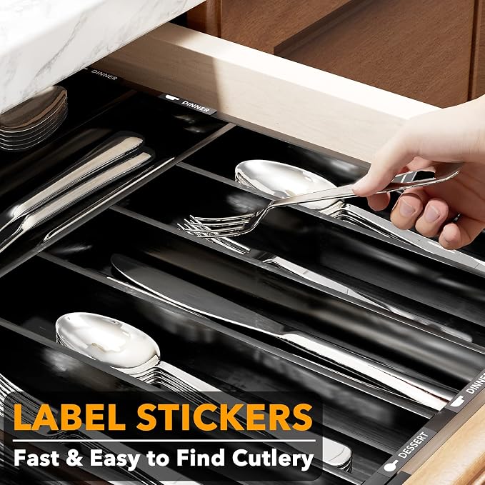 SpaceAid Bamboo Silverware Drawer Organizer - Image 5
