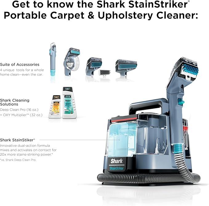 Shark StainStriker Portable Carpet Upholstery & Area Rug Cleaner, Bonus XL Tool - Image 9
