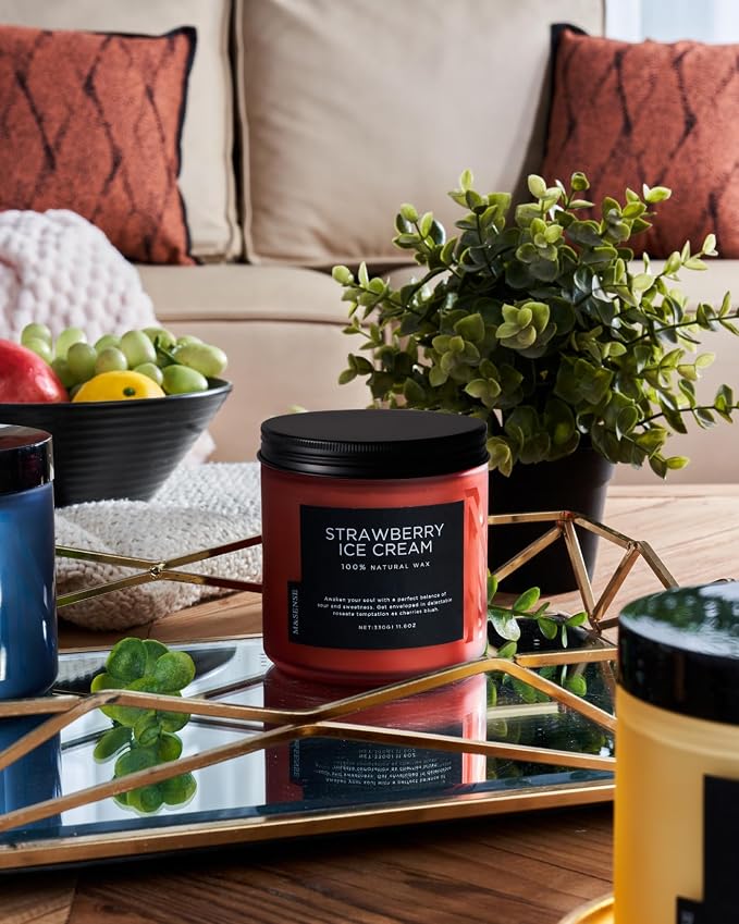 M&SENSE Natural Soy Candles for Home Strawberry Ice Cream Scented, 11.6oz 70 - Image 7