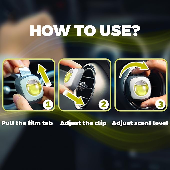 Air Jungles Lemon Ginger Scent Car Air Freshener Clip, 6 Vent Clips, 4ml Each - Image 3