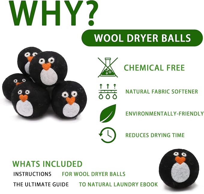 Pack of 6 Wool Dryer Balls, Muulaii Reusable Fabric Softener, Extra Large - Image 8