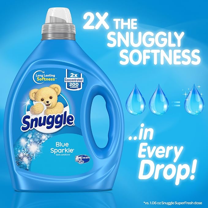 Snuggle Blue Sparkle Liquid Fabric Softener, 2X Concentrated, 200 Loads - Image 3